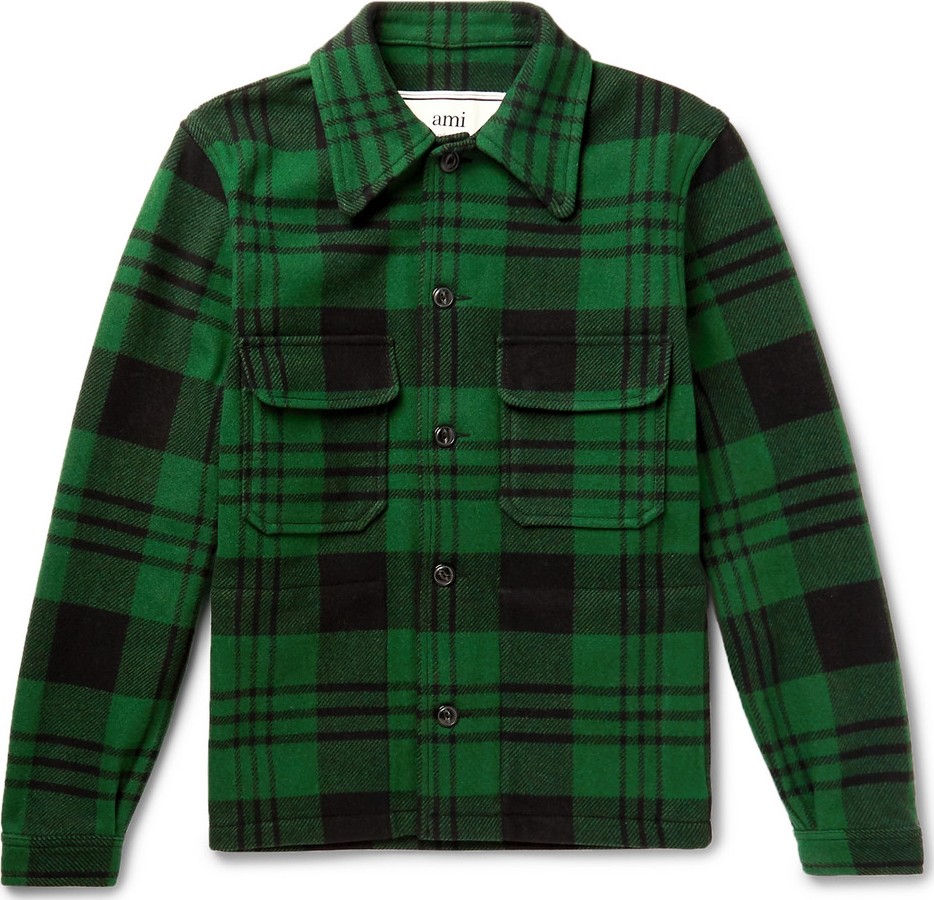 AMI Checked Wool-Blend Jacket