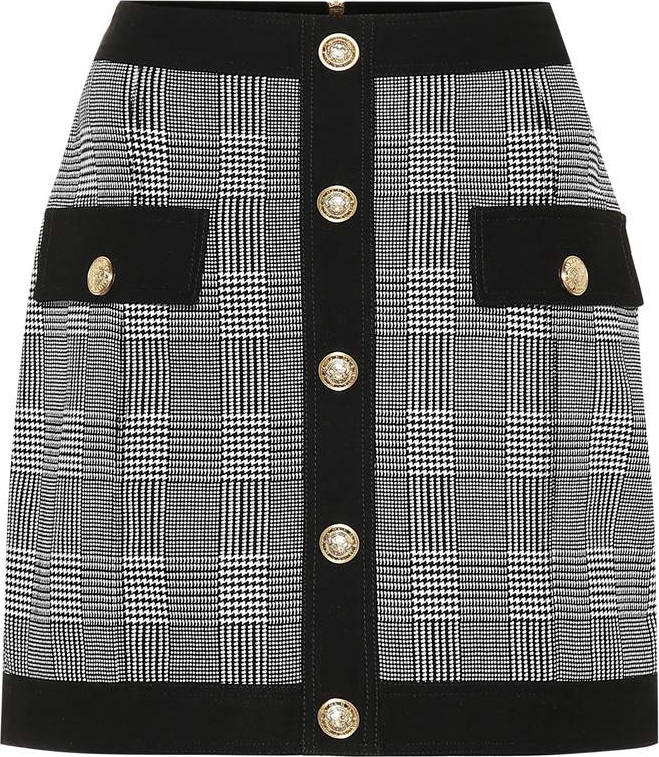 Balmain Checked stretch cotton skirt