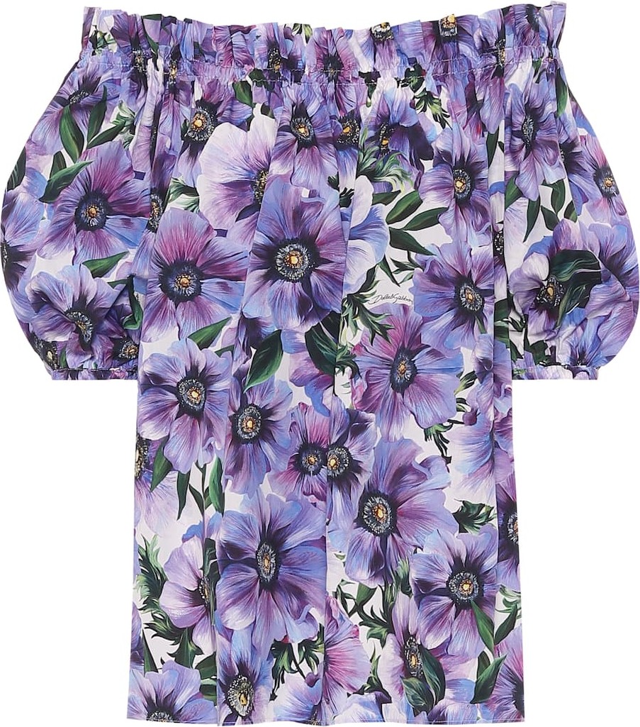 Dolce & Gabbana Floral cotton off-shoulder blouse