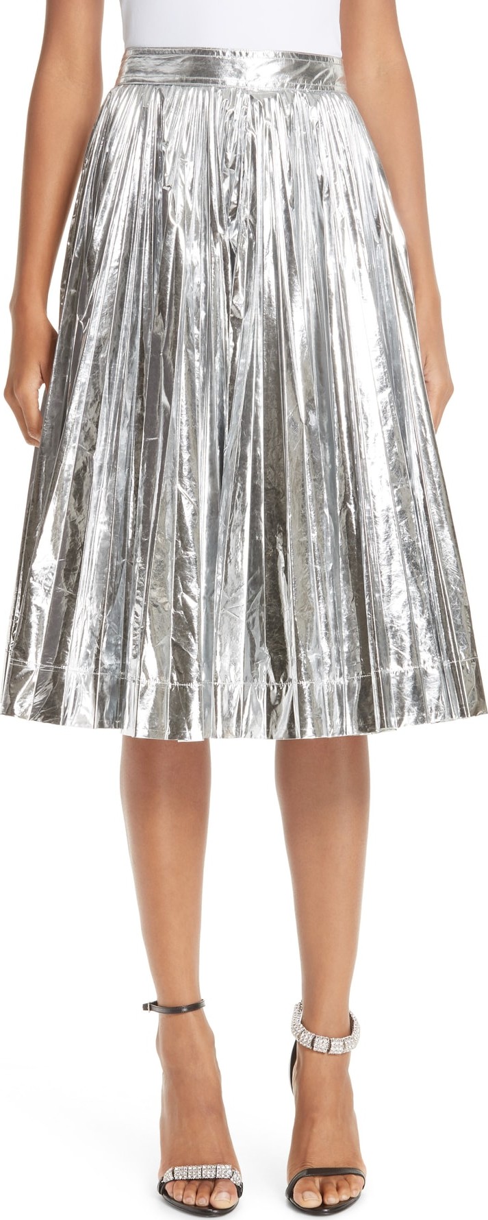 Calvin Klein 205W39NYC Metallic Pleated Skirt