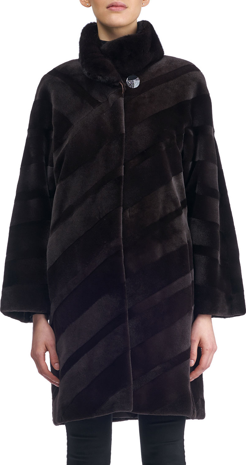 Gorski Diagonal Sheared Mink Fur Stroller Coat Gorski Diagonal Sheared Mink Fur Stroller Coat