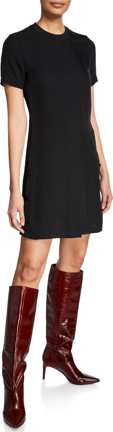 Rag & Bone Aiden Double-Vented Crewneck T-Shirt Dress