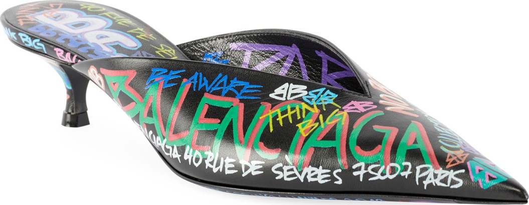 Balenciaga Graffiti Knife Pointed Mules