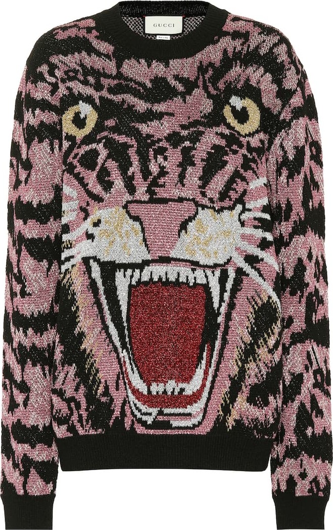 Gucci Tiger metallic jacquard sweater