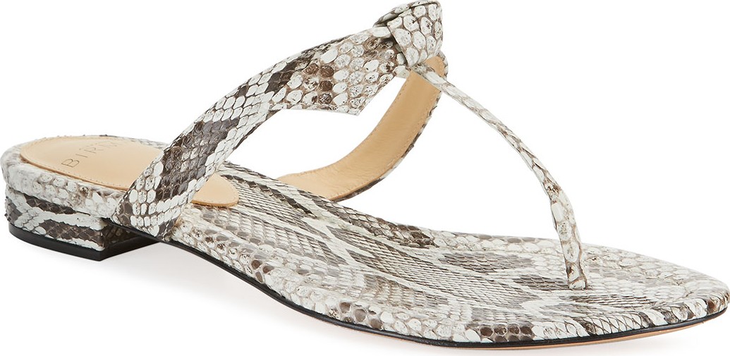 Alexandre Birman Clarita Naked T-Strap Python Sandals