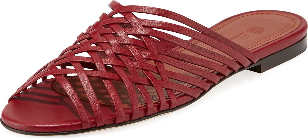 Loro Piana Kristin Latticed Lambskin Slide Sandals