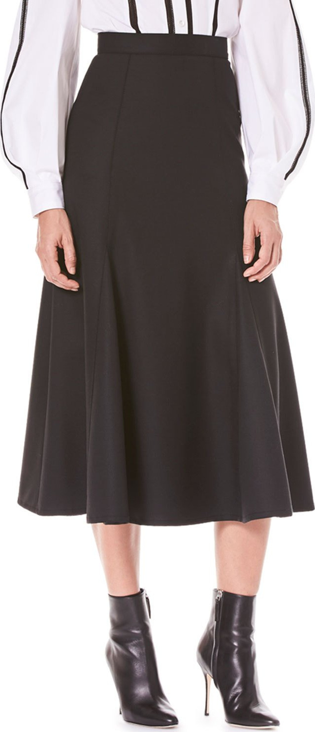 Carolina Herrera Flared Calf-Length Wool Midi Skirt