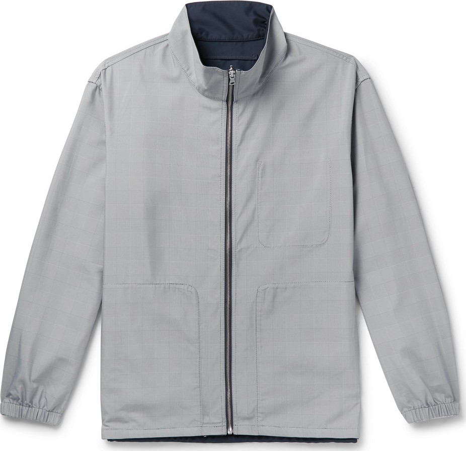 Club Monaco Reversible Matte-Shell and Prince of Wales Checked Woven Track Jacket