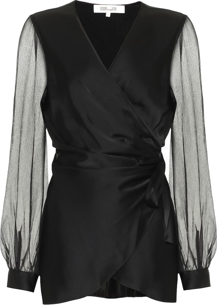 DIANE von FURSTENBERG Klee satin and chiffon wrap top
