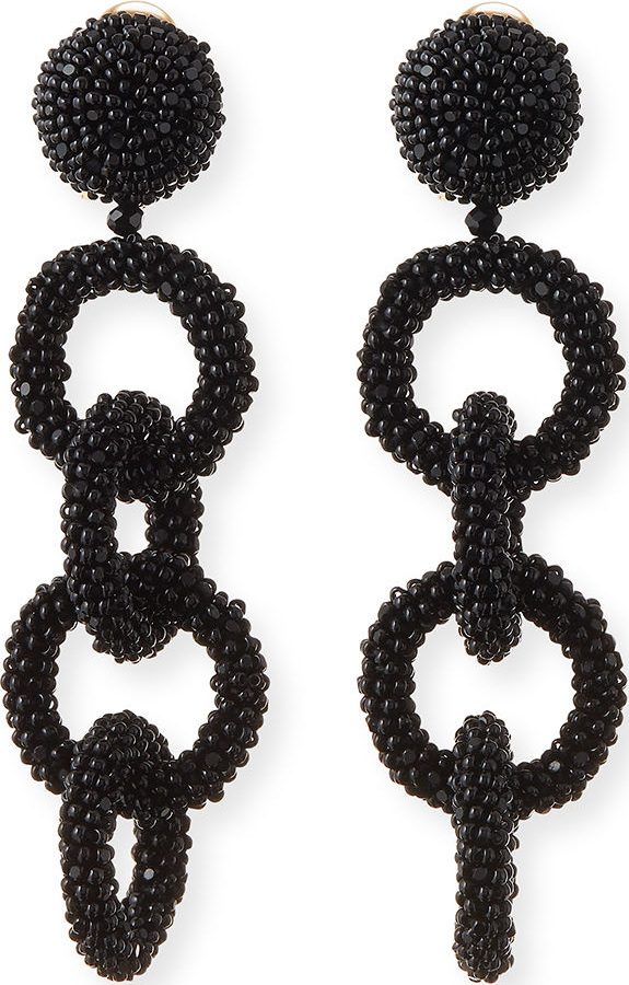 Oscar De La Renta Beaded Link Clip Earrings