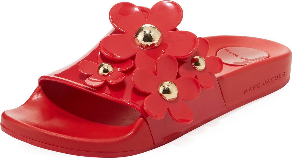MARC JACOBS Daisy Aqua Pool Slide Sandal