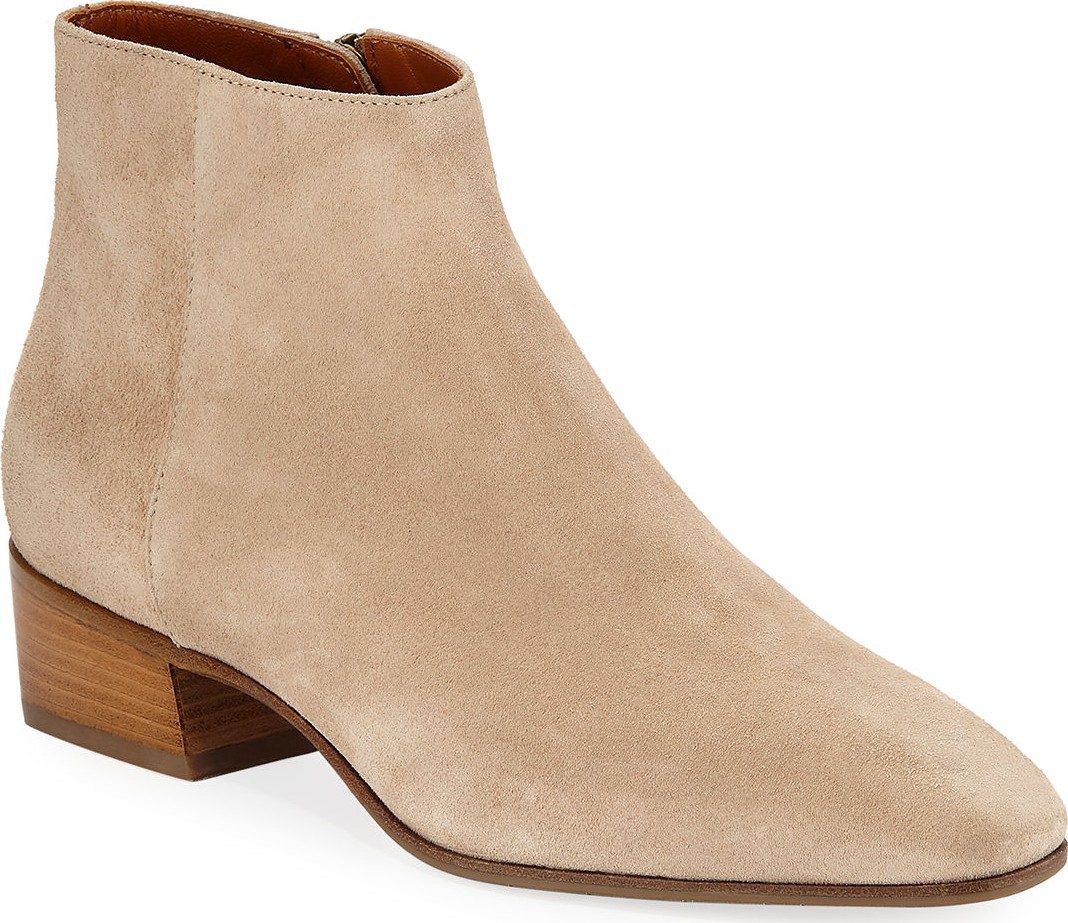Aquatalia Fuoco Low-Heel Suede Zip Booties