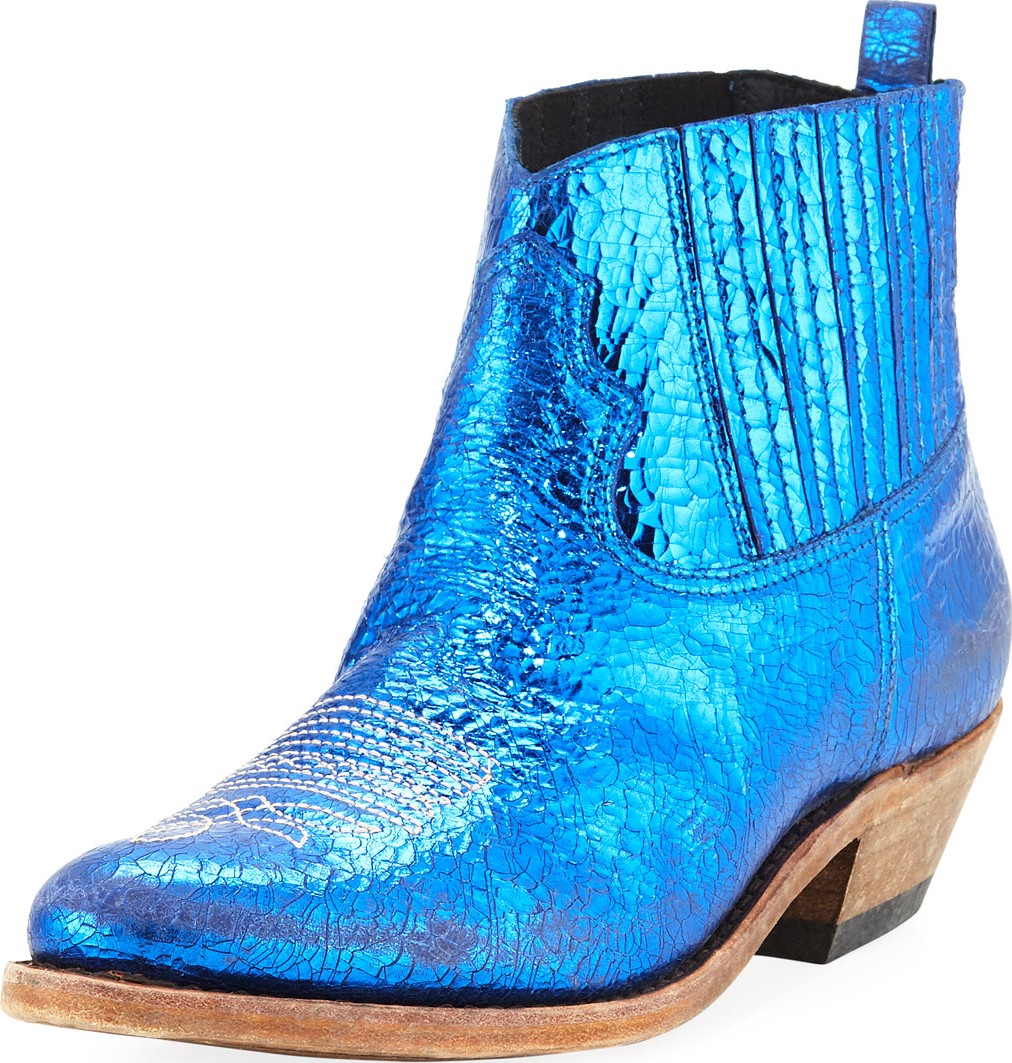 Golden Goose Deluxe Brand Crosby Crackled Metallic Leather Western Boots