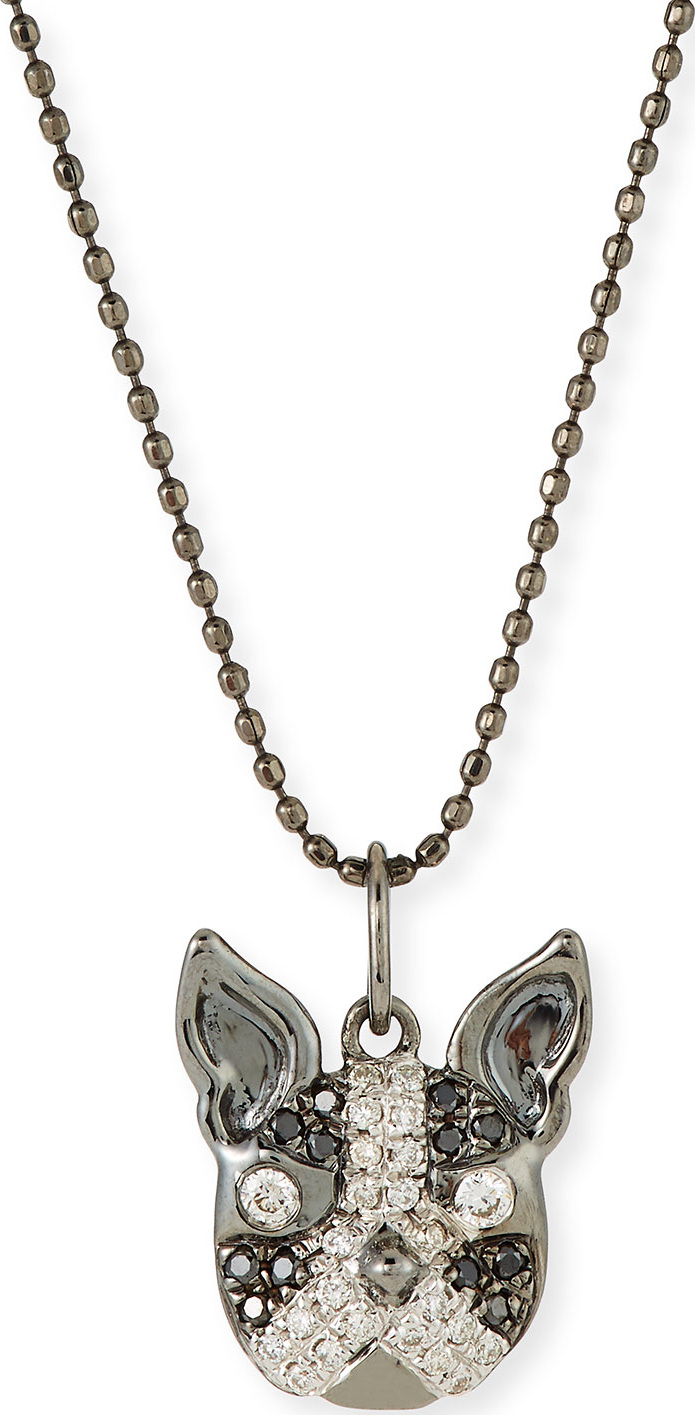 Sydney Evan 14k Black & White Diamond Boston Terrier Pendant Necklace