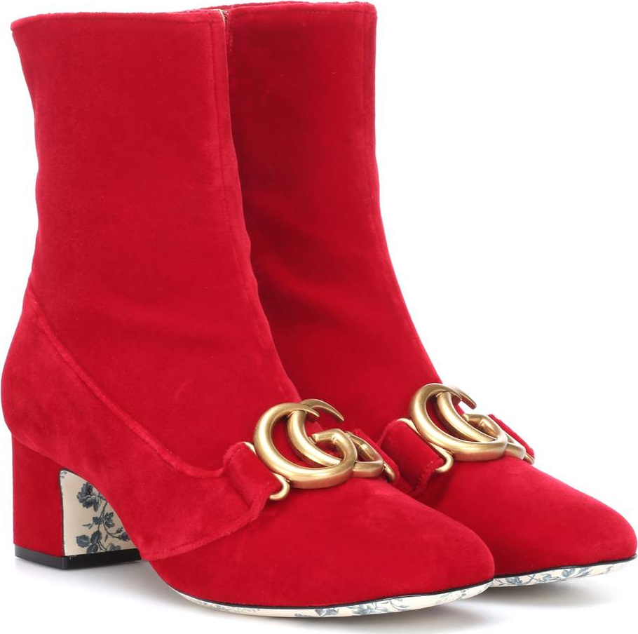 Gucci Embellished velvet ankle boots