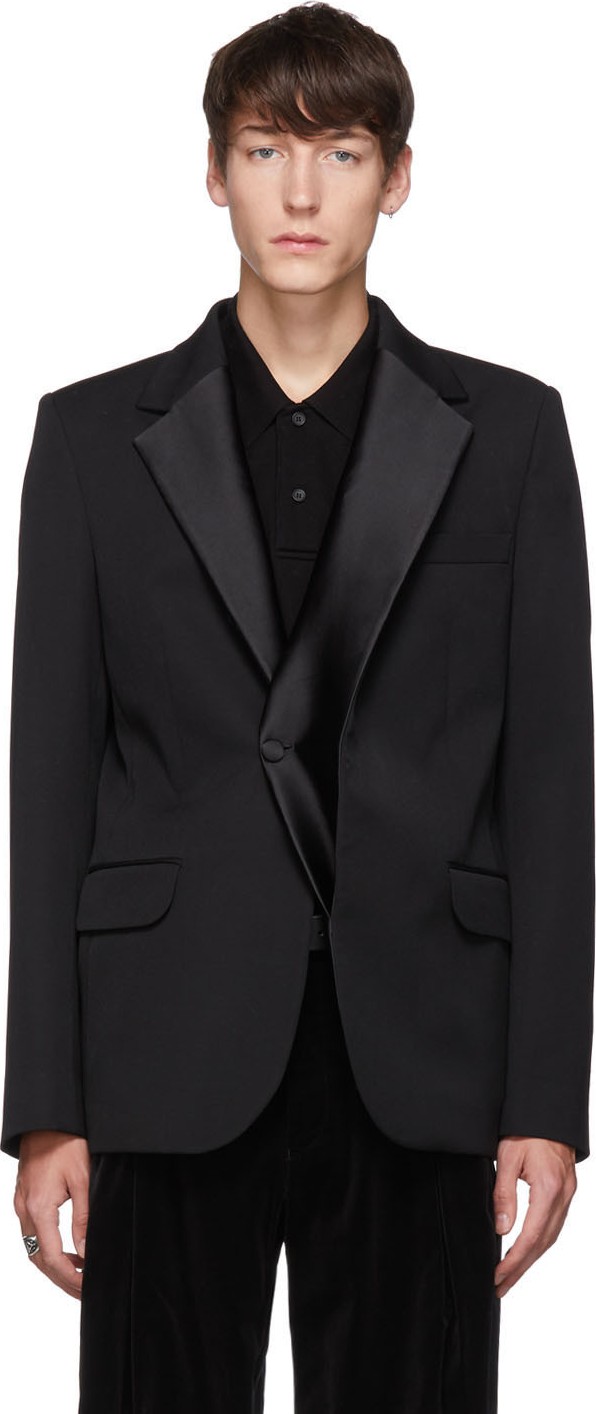 Y/Project Black Double Lapel Tuxedo Blazer
