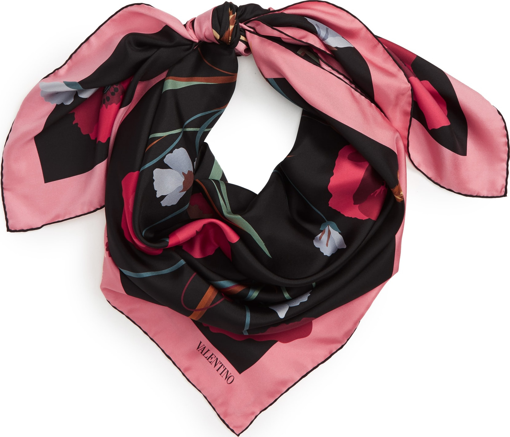 Valentino Poppy Silk Scarf