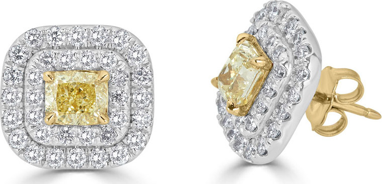 ZYDO Limoncello 18k Gold & 2-Tone Diamond Cushion Earrings