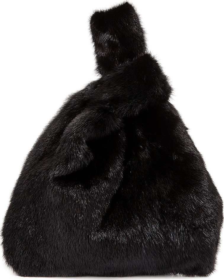 Simonetta Ravizza Furrissima Mink Fur Shopper Tote Bag  Black