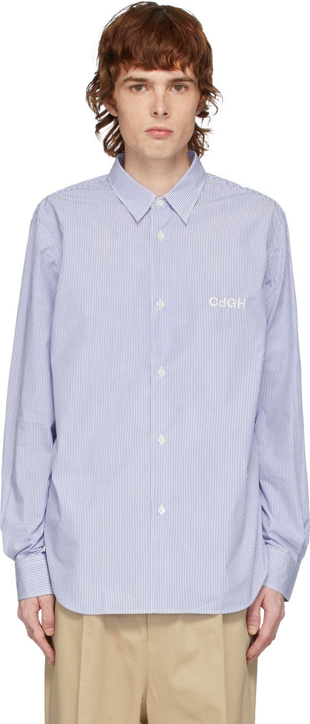 Comme des Garçons Homme Blue & White Stripe Typewriter Shirt