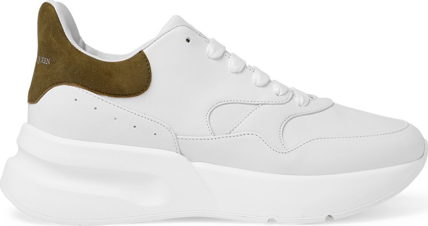 Alexander McQueen Exaggerated-Sole Suede-Trimmed Leather Sneakers
