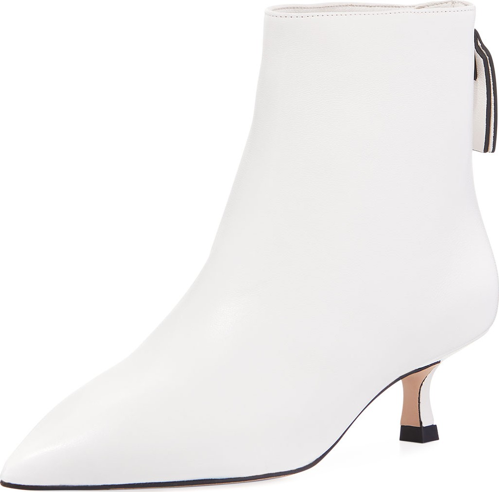 Stuart Weitzman Juniper Leather Kitten-Heel Booties