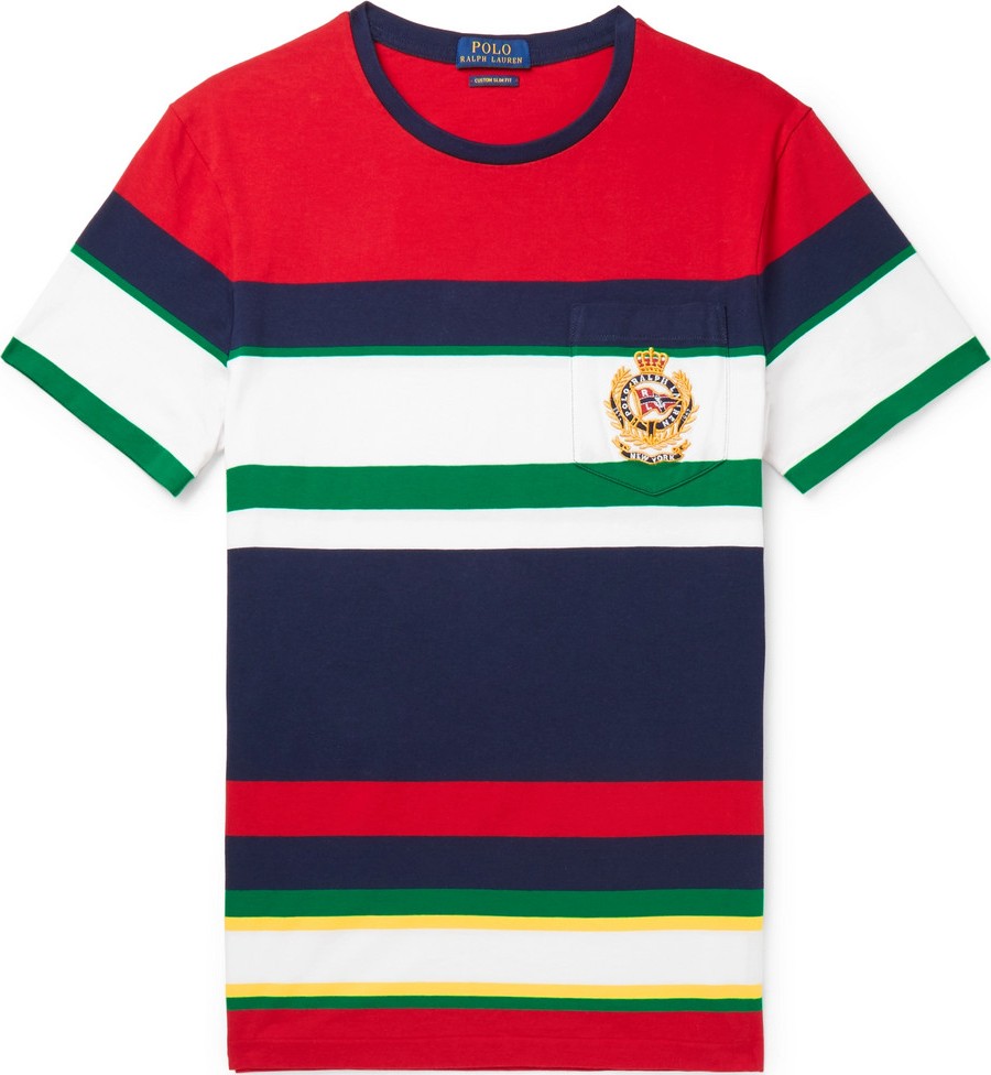 Polo Ralph Lauren Logo-Embroidered Striped Cotton-Jersey T-Shirt