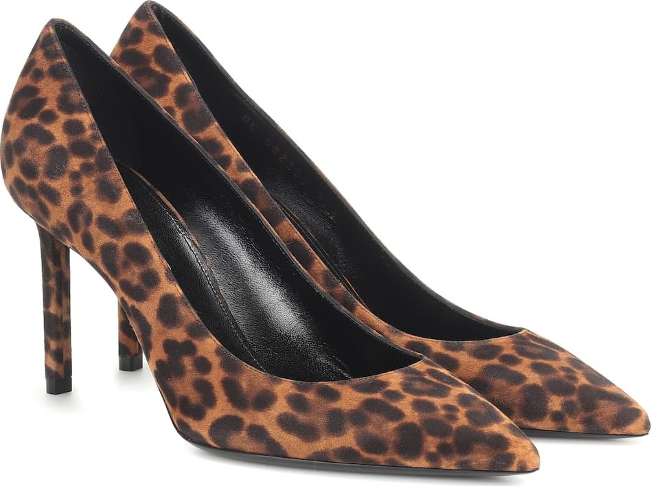 Saint Laurent Anja 85 leopard-print suede pumps