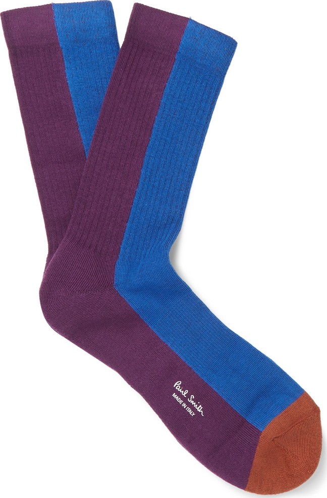 Paul Smith Two-Tone Stretch Cotton-Blend Socks