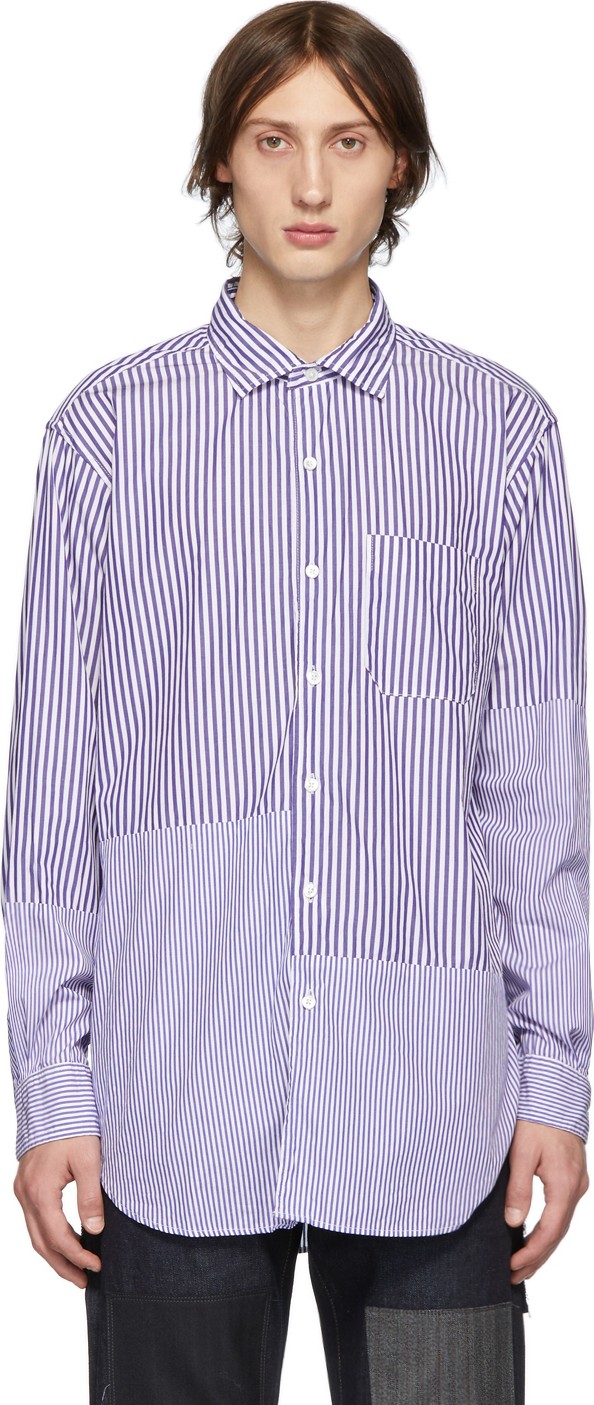 Engineered Garments Blue & White Striped Shirt