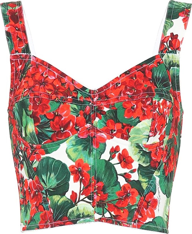 Dolce & Gabbana Floral stretch-crêpe bustier