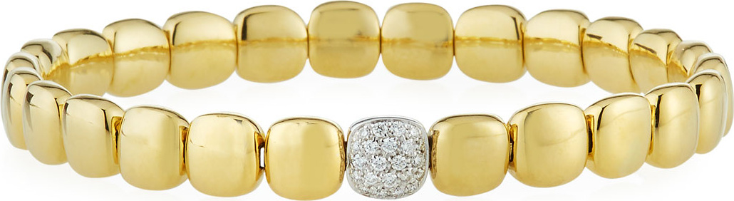 ZYDO 18k Yellow Gold Stretch Bracelet w/ Diamond Station