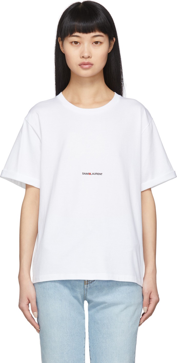 Saint Laurent White Logo T-Shirt