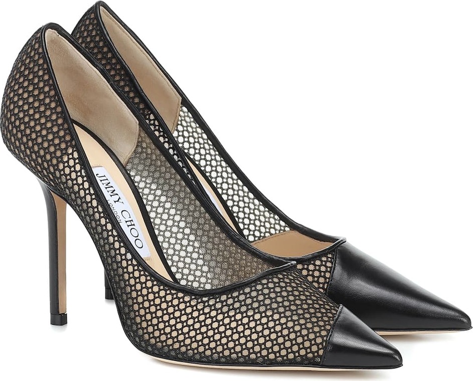 Jimmy Choo Love 100 mesh and leather pumps
