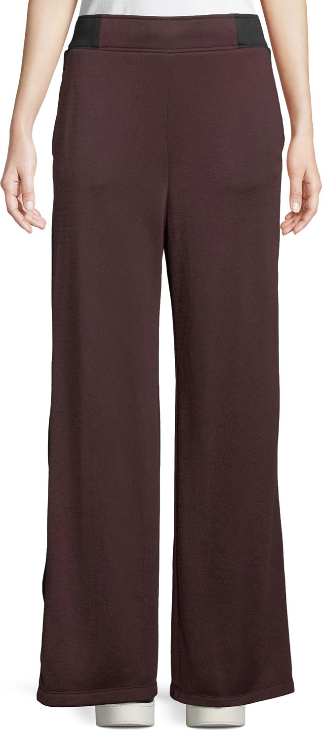 T By Alexander Wang Side-Stripe Wide-Leg Terry Sweatpants