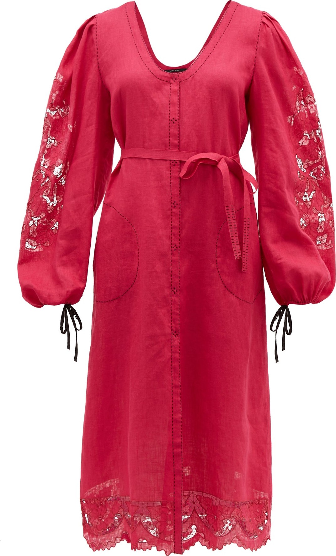 Vita Kin Broderie-anglaise linen midi dress