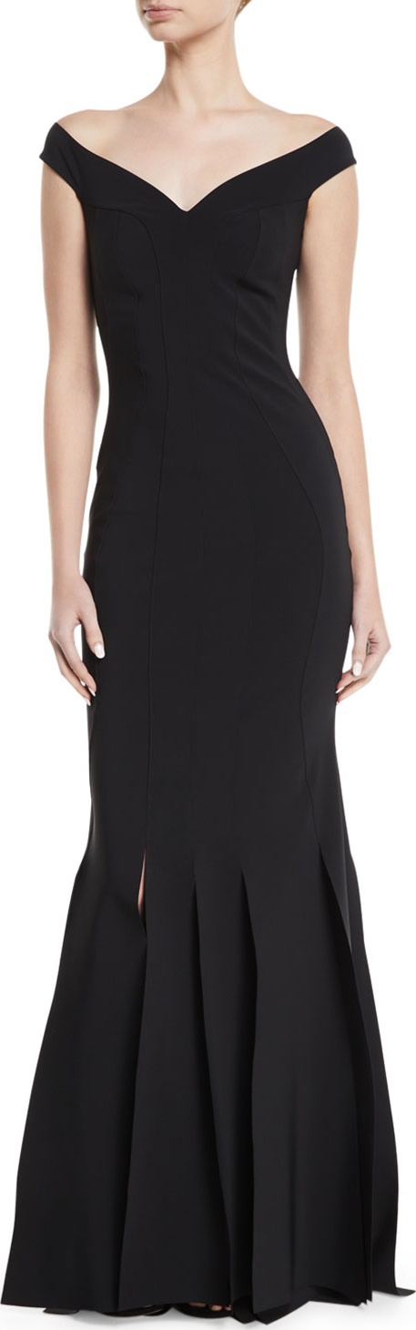 La Petite Robe di Chiara Boni Ezia Off-the-Shoulder Flapper Fringe Gown