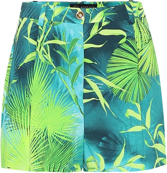 Versace Jungle-print crêpe shorts