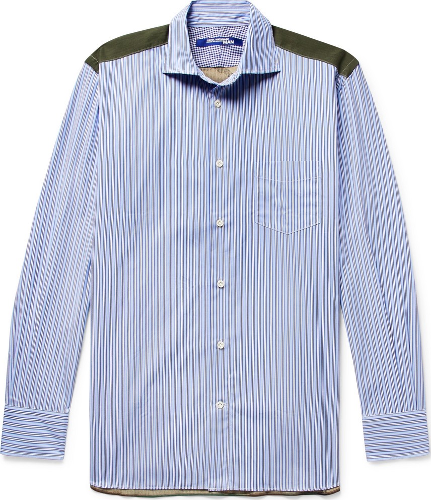 Junya Watanabe Panelled Cotton-Poplin and Camouflage-Print Ripstop Shirt