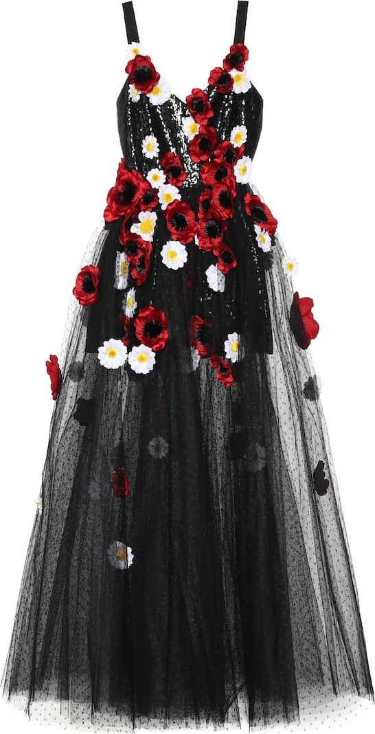 ELIE SAAB Floral-embellished tulle gown