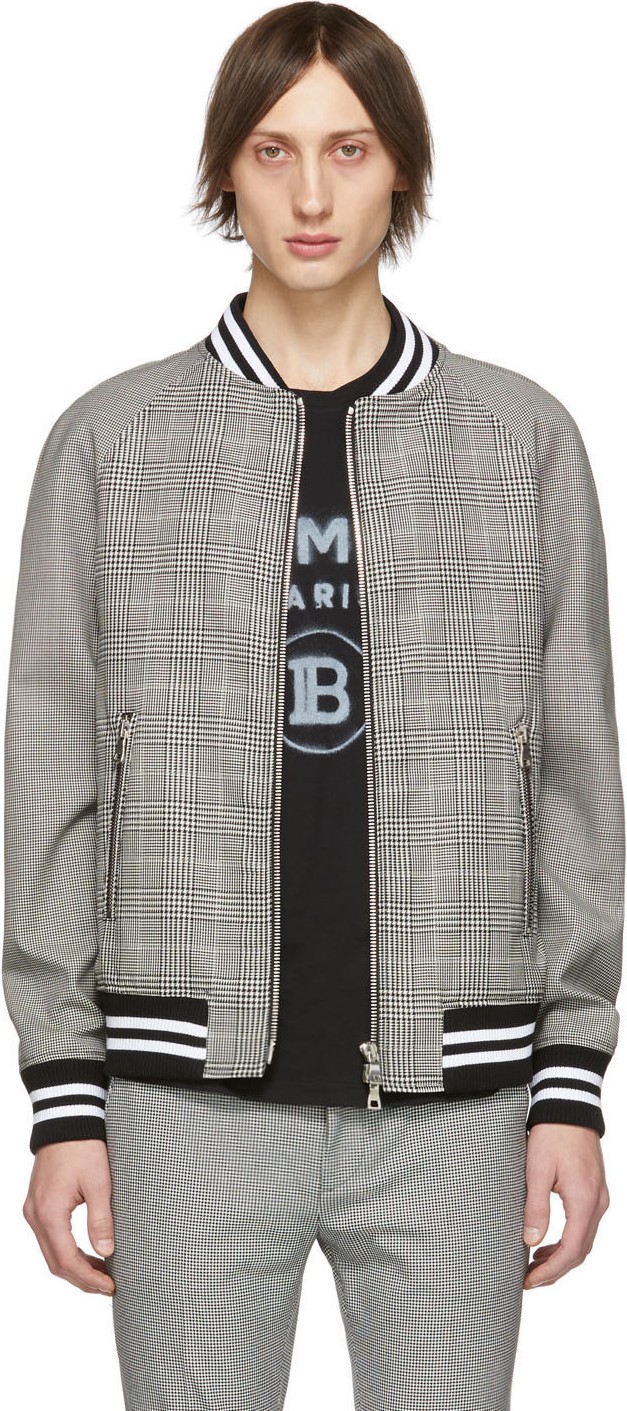 Balmain Black & White Houndstooth Bomber