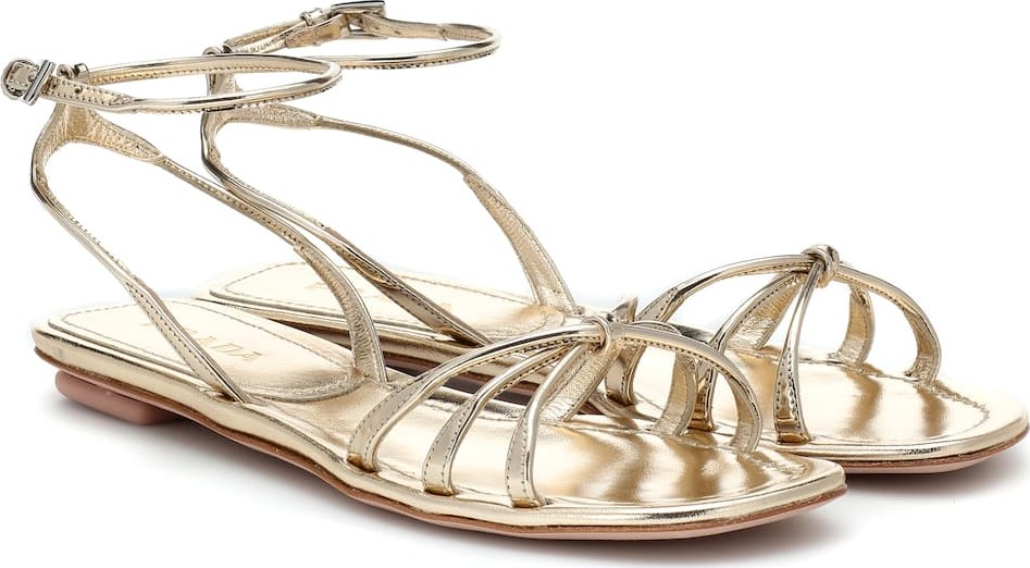 Prada Metallic leather sandals