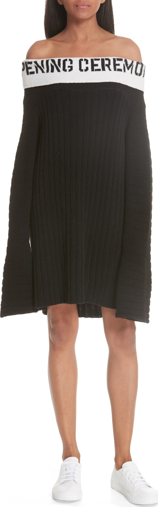 Opening Ceremony Logo Off the Shoulder Dress