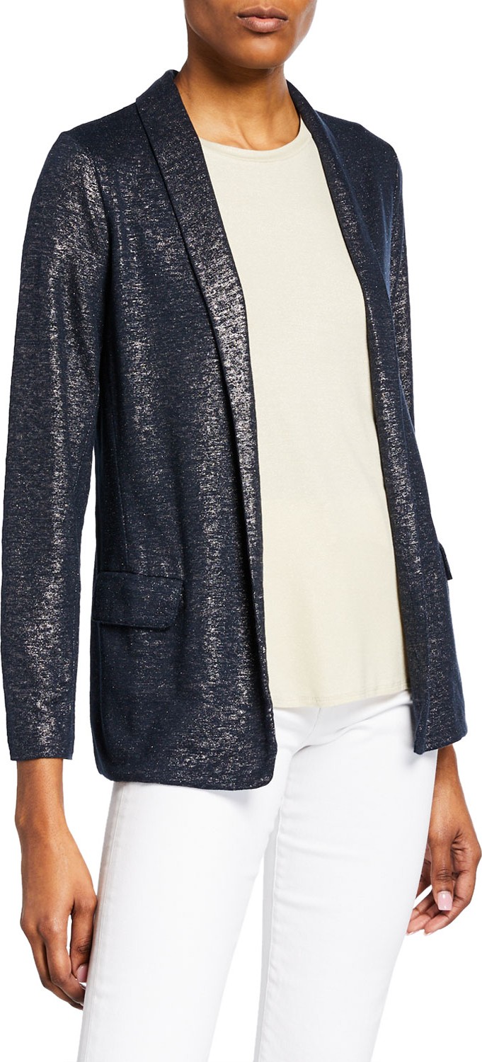 Majestic Metallic Open-Front Long-Sleeve Blazer