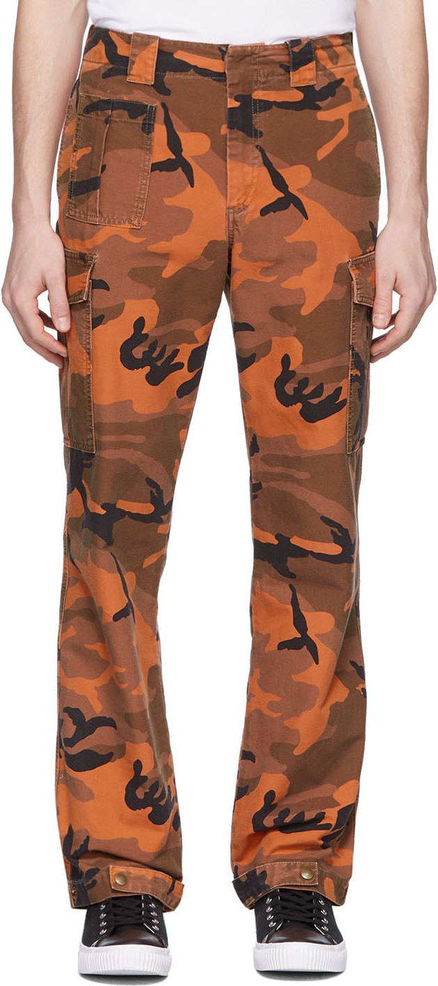 McQ - Alexander McQueen Orange Camo Alex Cargo Pants