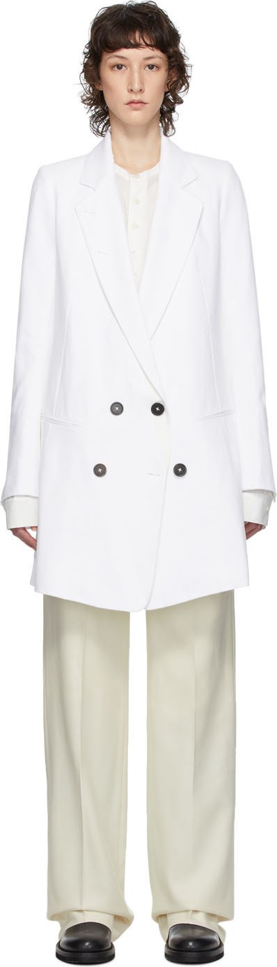 Ann Demeulemeester White Cotton & Linen Coat