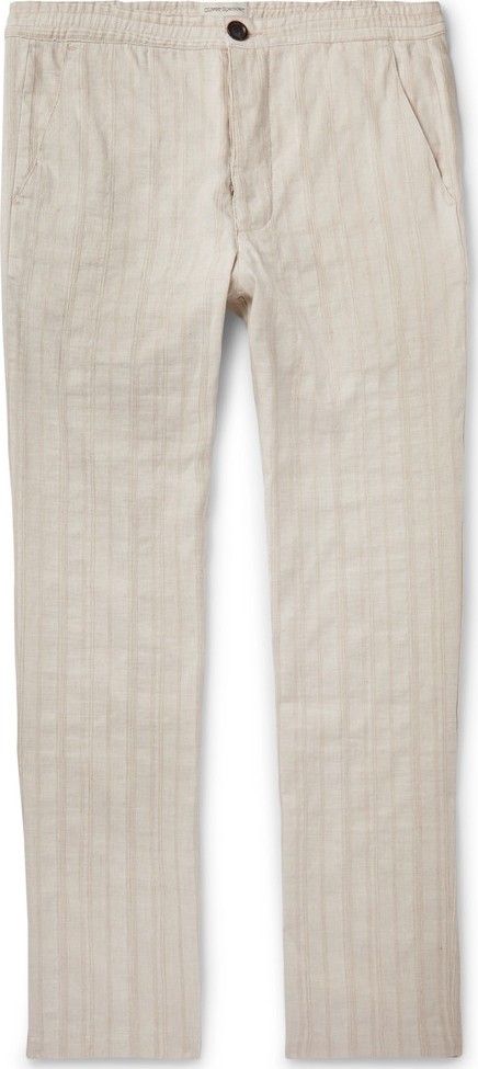 Oliver Spencer Beckford Striped Linen and Cotton-Blend Jacquard Trousers