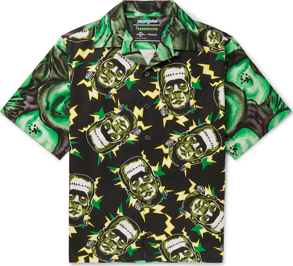 Prada + Universal Oversized Camp-Collar Printed Cotton Shirt