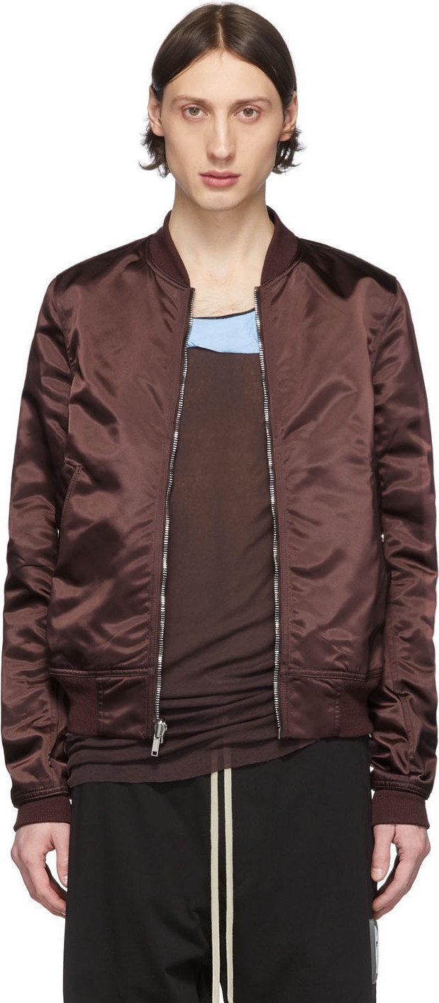 Rick Owens Reversible Burgundy Cropped Flight Bomber Jacket