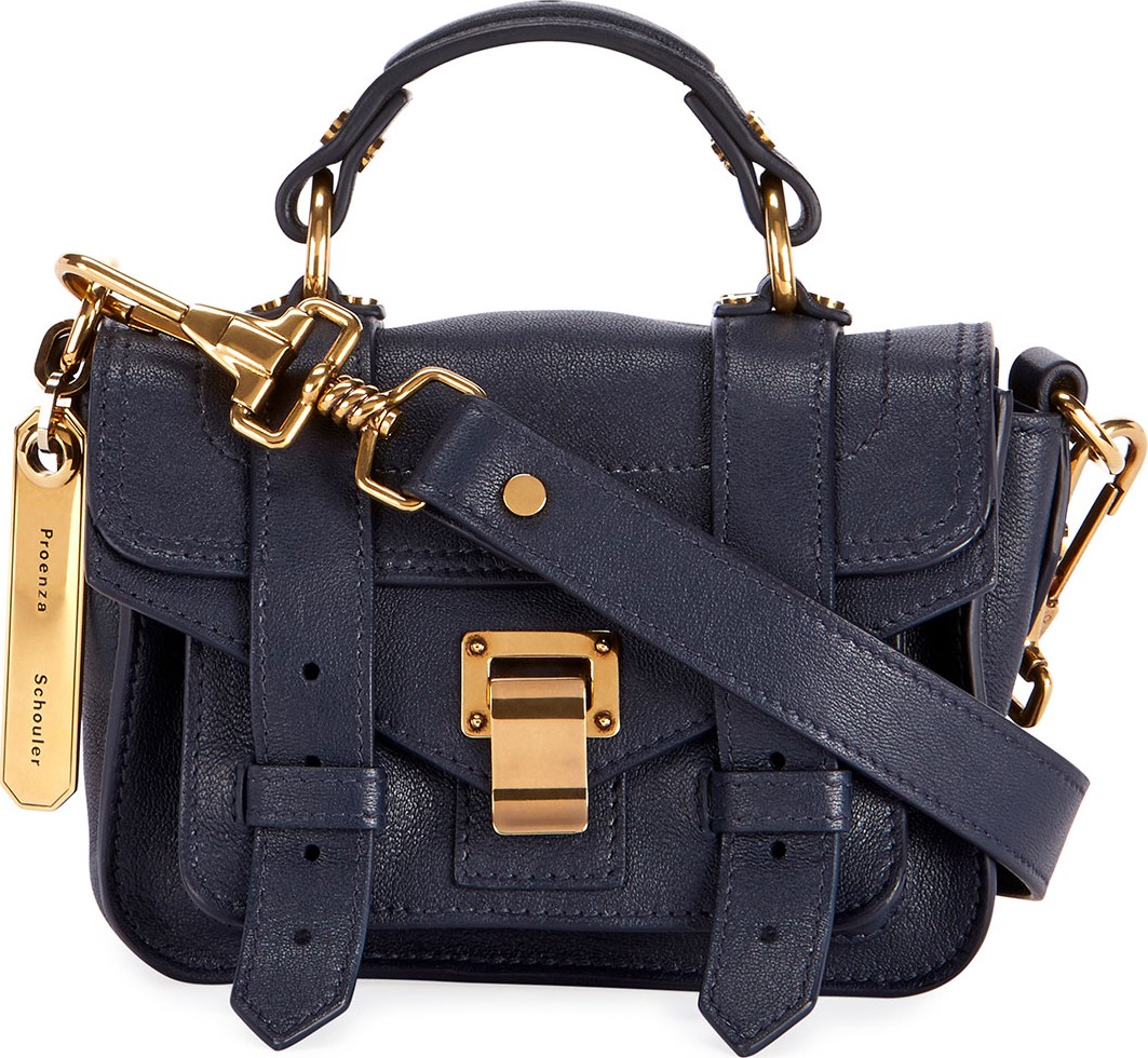 Proenza Schouler PS1 Micro Lux Leather Crossbody Bag  Navy